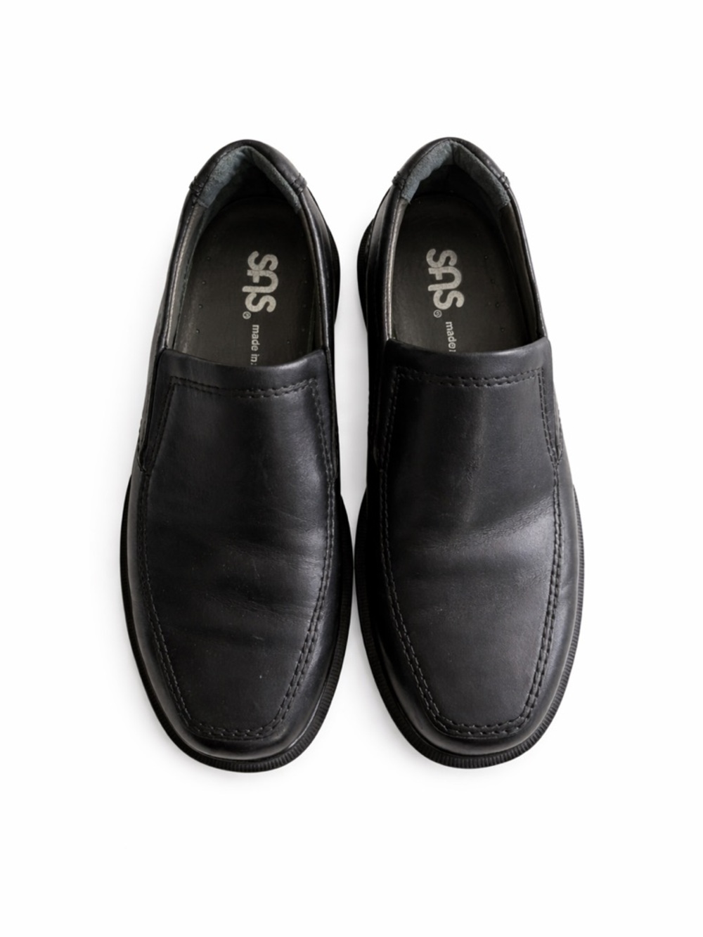 SAS Diplomat Black Leather Slip On Dress Loafers Men’s 7M Comfort Shoes Made USA